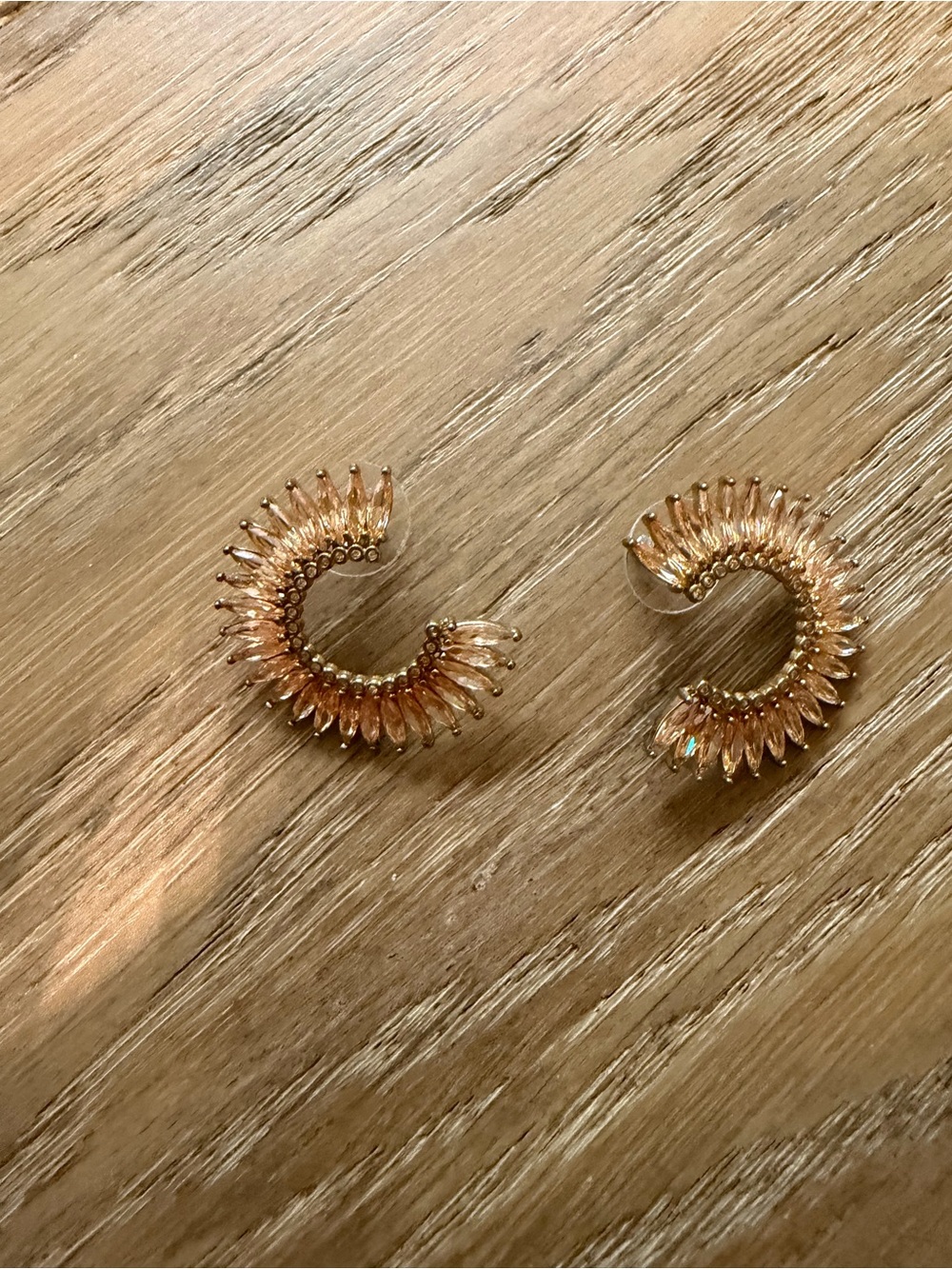 Gold-Tone Crystal Hoop Earrings - Women Jewelry